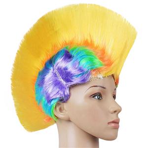 Fashion Modeling Punk Party Short Hair Wig, Funny Exaggerated Upturned Hair Wig, Colorful Short Hair Party Wig, Funny Cockscomb Hair Party Cosplay Wig, Halloween Masquerade Cosplay Party Accessory Wig, #MS19665