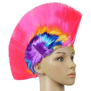 Fashion Modeling Punk Party Short Hair Wig, Funny Exaggerated Upturned Hair Wig, Colorful Short Hair Party Wig, Funny Cockscomb Hair Night Club Party Cosplay Wig, Halloween Masquerade Cosplay Party Accessory Wig, #MS19669