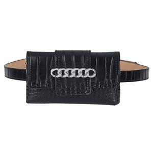 Fashion Crocodile Embossed PU Leather Removable Silver Ring Mini Pouch Travel Waist Belt N19163