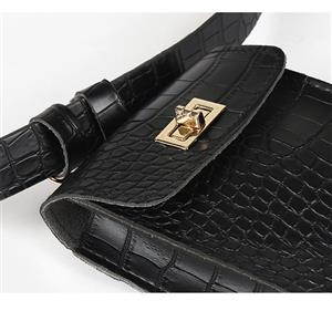 Fashion Crocodile Embossed PU Leather Removable Mini Pouch Adjustable Travel Waist Belt N19164