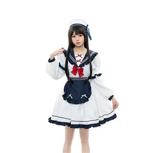 School Girl Costume, Japanese Navy Lolita Suit, Sexy School Girl Costume, School Girl Adult Costume, Japan School Uniform Cosplay Costume, 5Pcs Cute Japanese Navy Lolita Suit Schoolgirl Halloween Cosplay Costume, #N22574