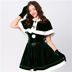 Cute Green Elk Animal Christmas Mini Holiday Dress XT22533