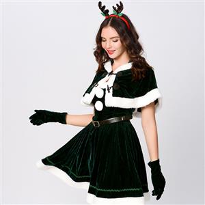 Cute Green Elk Animal Christmas Mini Holiday Dress XT22533
