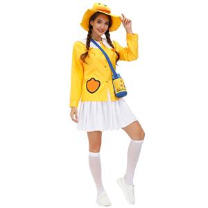 5Pcs Women's Cute Little Yellow Duck Long Sleeve Tops Skirt Suit Adult Cosplay Costume N20803