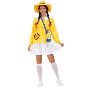 5Pcs Women's Cute Little Yellow Duck Long Sleeve Tops Skirt Suit Adult Cosplay Costume N20803