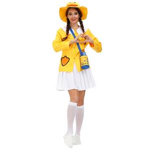 5Pcs Women's Cute Little Yellow Duck Long Sleeve Tops Skirt Suit Adult Cosplay Costume N20803