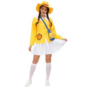 5Pcs Women's Cute Little Yellow Duck Long Sleeve Tops Skirt Suit Adult Cosplay Costume N20803