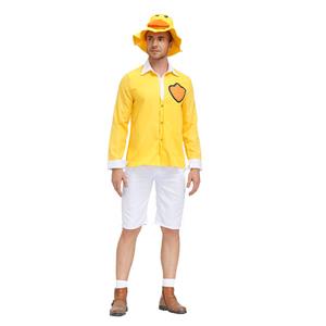 3Pcs Men's Cute Little Yellow Duck Long Sleeve Tops Pants Suit Adult Cosplay Costume N20804