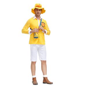 3Pcs Men's Cute Little Yellow Duck Long Sleeve Tops Pants Suit Adult Cosplay Costume N20804