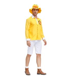 3Pcs Men's Cute Little Yellow Duck Long Sleeve Tops Pants Suit Adult Cosplay Costume N20804