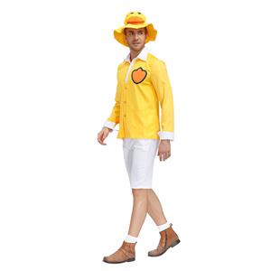 3Pcs Men's Cute Little Yellow Duck Long Sleeve Tops Pants Suit Adult Cosplay Costume N20804