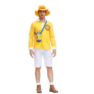 3Pcs Men's Cute Little Yellow Duck Long Sleeve Tops Pants Suit Adult Cosplay Costume N20804