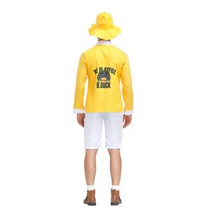 3Pcs Men's Cute Little Yellow Duck Long Sleeve Tops Pants Suit Adult Cosplay Costume N20804