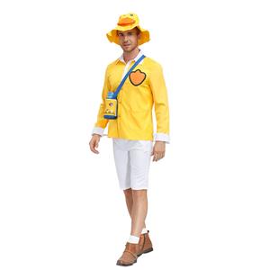 3Pcs Men's Cute Little Yellow Duck Long Sleeve Tops Pants Suit Adult Cosplay Costume N20804