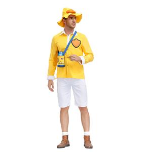 3Pcs Men's Cute Little Yellow Duck Long Sleeve Tops Pants Suit Adult Cosplay Costume N20804