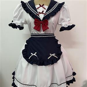 4Pcs Cute Japanese Navy Lolita Suit Schoolgirl Halloween Cosplay Costume N22573