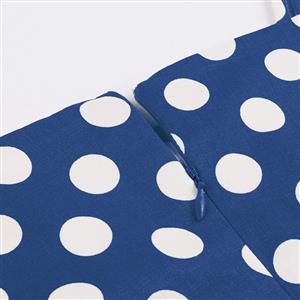 Sexy Dark-blue Vintage Strappy Polka Dot Printed Swing Summer Day Dress N22987