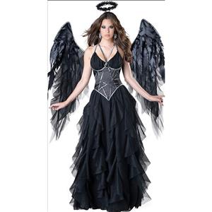 Deluxe Adult Noble Elegant Fallen Angel Halloween Fancy Ball Cosplay Costume with Wing N18247