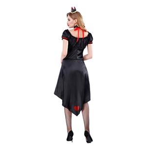 3pcs Deluxe Queen of Hearts V-Neck Tight Dress Halloween Role Play Costume N19485