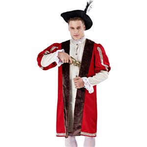 Noble Men's Medieval Knight Chivalry Robe Adult Drama Cosplay Costume N19481