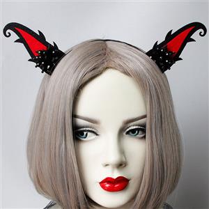 Gothic Demon's Horns with Beads Halloween Party Decorations Headband J21520