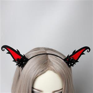 Gothic Demon's Horns with Beads Halloween Party Decorations Headband J21520