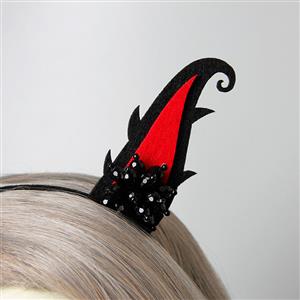 Gothic Demon's Horns with Beads Halloween Party Decorations Headband J21520