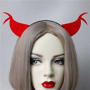 Gothic Red Demon's Horns Halloween Party Devil Decorations Headband J21521