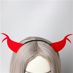 Gothic Red Demon's Horns Halloween Party Devil Decorations Headband J21521