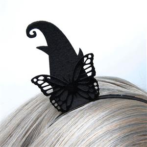 Gothic Black Demon's Horns Halloween Party Butterfly Sprites Fairy Decorations Headband J21522