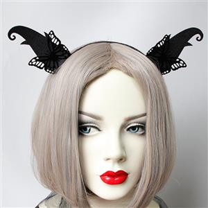 Gothic Black Demon's Horns Halloween Party Butterfly Sprites Fairy Decorations Headband J21522