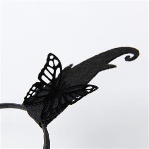 Gothic Black Demon's Horns Halloween Party Butterfly Sprites Fairy Decorations Headband J21522