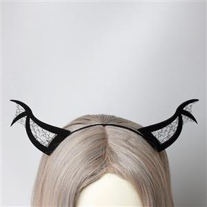 Sexy Black Demon's Horns Bat Halloween Party Nightclub Dancing Decorations Headband J21525