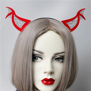 Sexy Red Demon's Horns Monster Halloween Party Nightclub Decorations Headband J21526