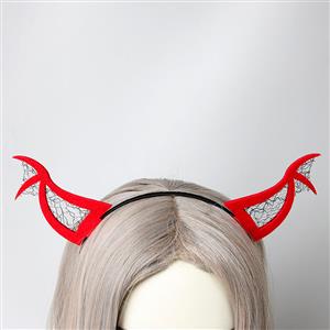 Sexy Red Demon's Horns Monster Halloween Party Nightclub Decorations Headband J21526