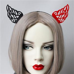 Sexy Black and Red Demon's Horns Monster Halloween Party Nightclub Decorations Headband J21527