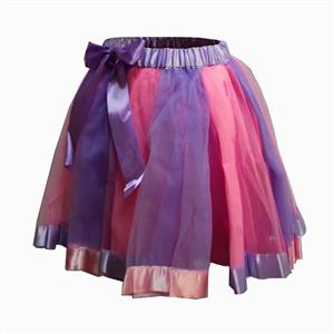 Pink And Purple Double Layered Gauze Bow-knot Outer Elastic Band High-waisted Mini Skirt HG20210