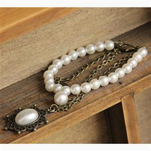 Vintage Elegance White Pearl Embellishment Bracelet J17900