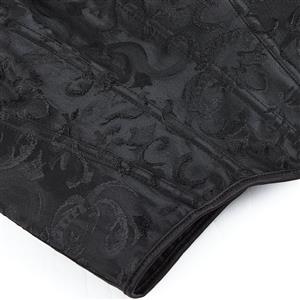 Elegant Black Floral Corset Top - Adjustable Ribbon Straps & Ruffled Edge Vintage Bustier N237804