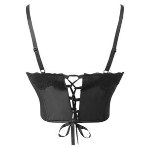 Elegant Black Lace Trim Corset with Adjustable Straps - Sex for Womy Stylish Topen N23752