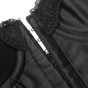 Elegant Black Lace Trim Corset with Adjustable Straps - Sex for Womy Stylish Topen N23752