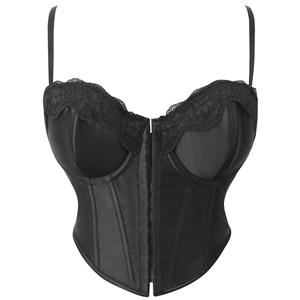 Elegant Corset, Black Lace Trim, Adjustable Straps, Sexy Stylish Top, Women's Fashion, Fashion Corset, Lace Detailing, Classic Design, Slimming Effect, Special Occasion Wear #23752