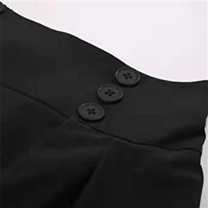 Women's Elegant Black Rubber Band Maxi Cotton Skirt N22371