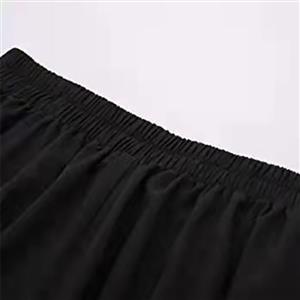 Women's Elegant Black Rubber Band Maxi Cotton Skirt N22371