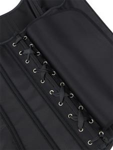 Elegant Black Satin Side-Zip Corset - Vertical Seam Waist Cincher Bustier Top N237805