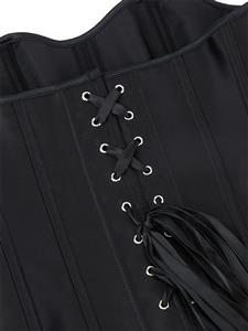 Elegant Black Satin Side-Zip Corset - Vertical Seam Waist Cincher Bustier Top N237805