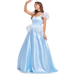 Light-blue Adult Cinderella Dress Cosplay Theatrical Fancy Ball Costume N22769