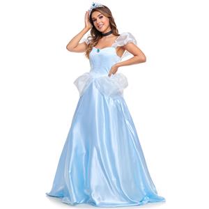 Light-blue Adult Cinderella Dress Cosplay Theatrical Fancy Ball Costume N22769