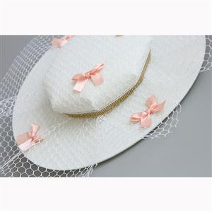 Elegant Charming White Little Bowknot Net Hair Clip Hat J17321