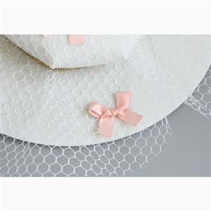 Elegant Charming White Little Bowknot Net Hair Clip Hat J17321